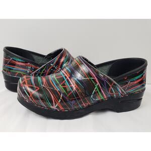 Dansko Womens Professional Clogs 39 Colorful Streamers Patent Leather US 8.5